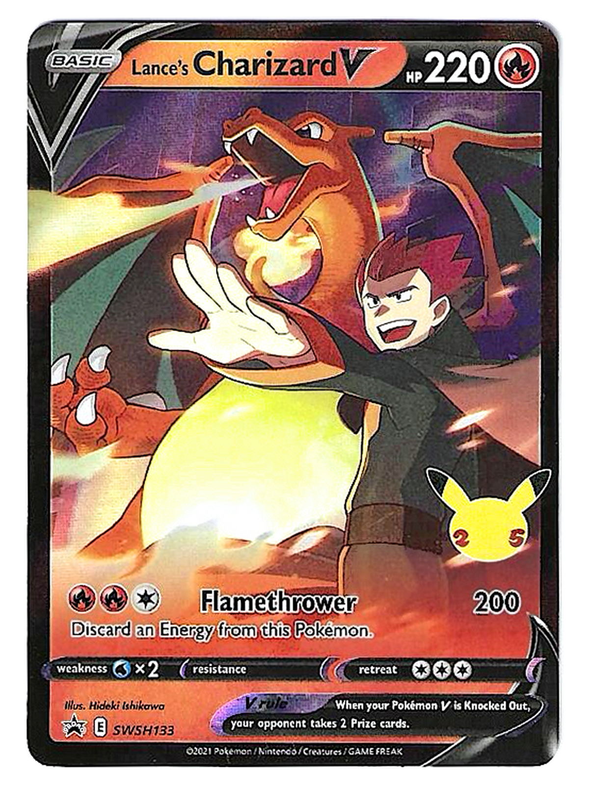 Dracaufeu V de Peter / Lance’s Charizard V SWSH133 – Carte Promo – Célébrations / Celebrations – 25e anniversaire — Célébrations — EN