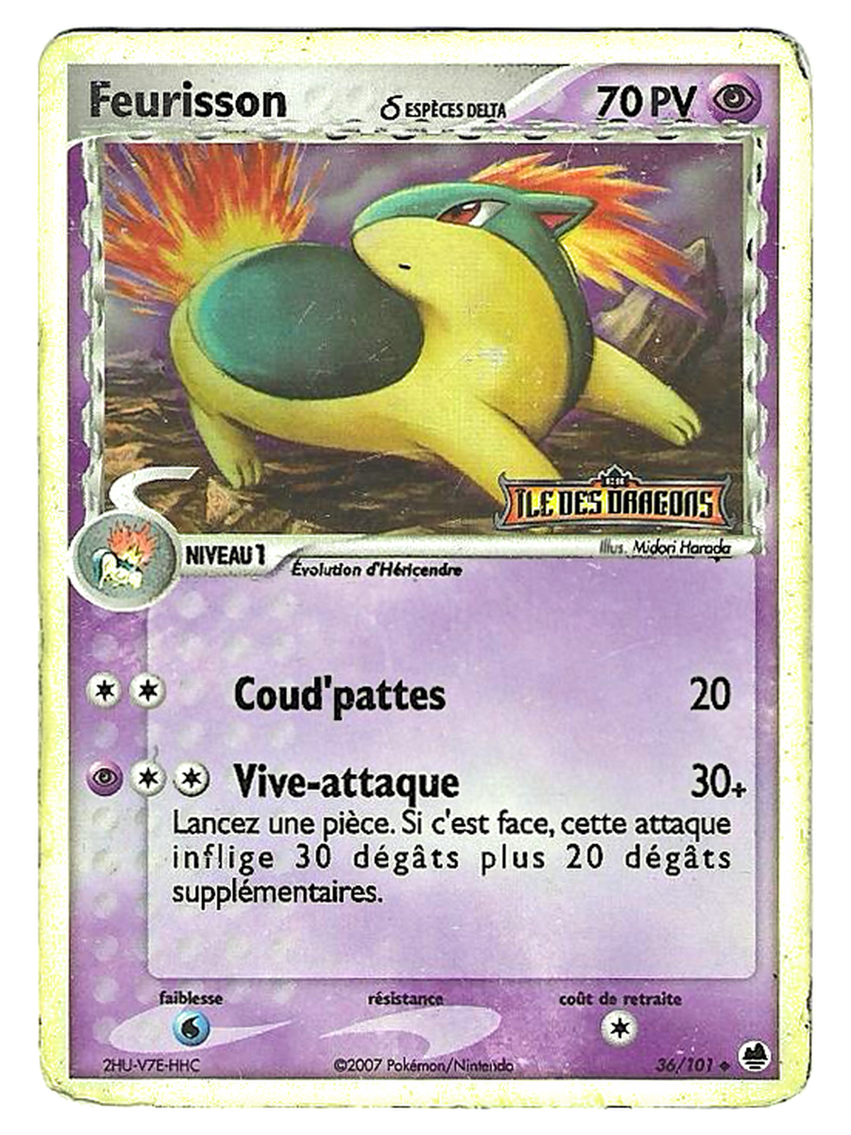 Feurisson δ / Quilava δ 36/101 – Holo Estampillée – EX Île des Dragons — EX Île des Dragons / EX Dragon Frontiers — FR