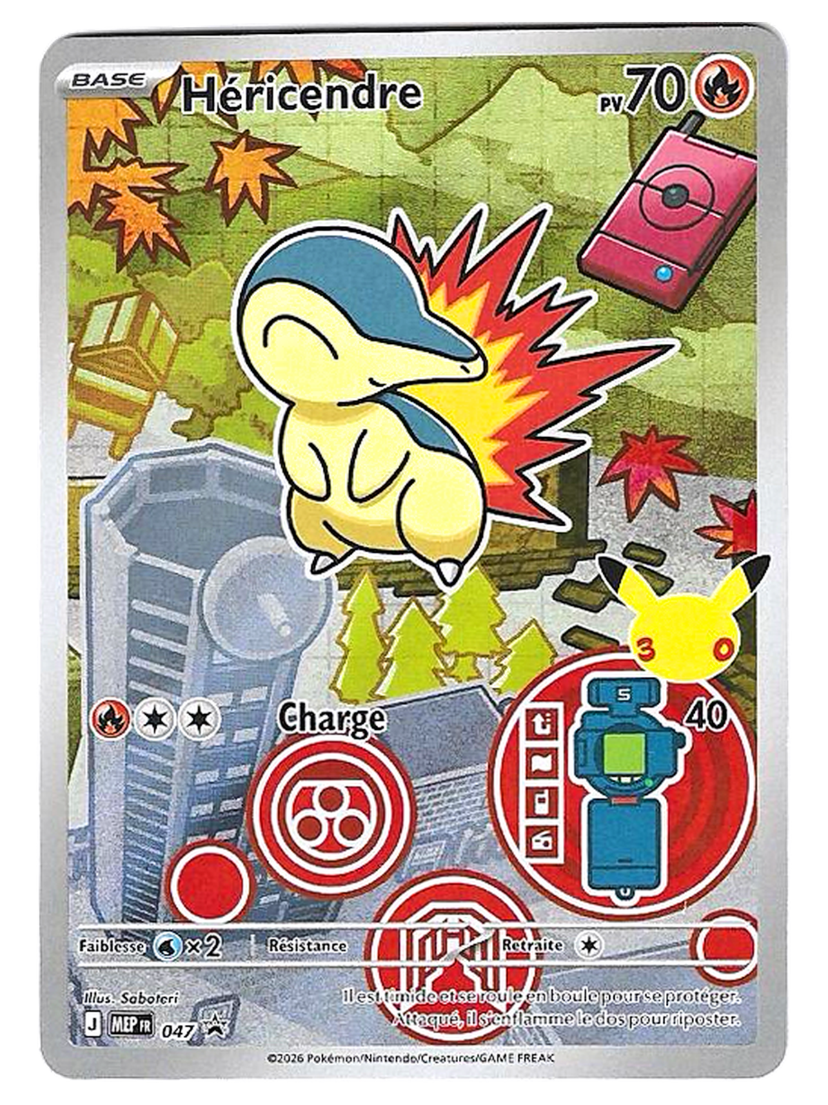 Héricendre / Cyndaquil MEP 047 – Carte Promo – Premiers Partenaires Série 2 – 30e anniversaire — Promos Méga-Évolution — photo 3