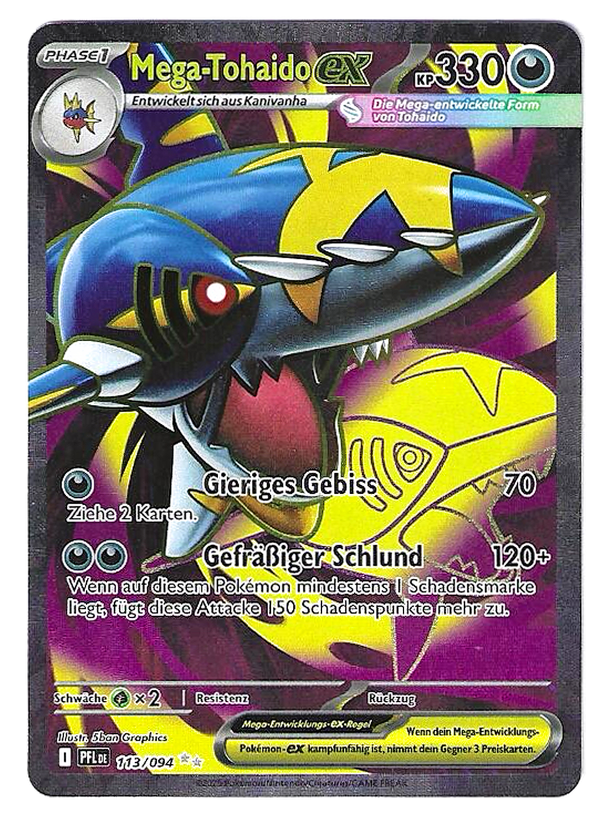 Méga-Sharpedo-ex / Mega Sharpedo ex 113/094 – Full Art Holo – Flammes Fantasmagoriques — Flammes Fantasmagoriques / Phantasmal Flames — DE