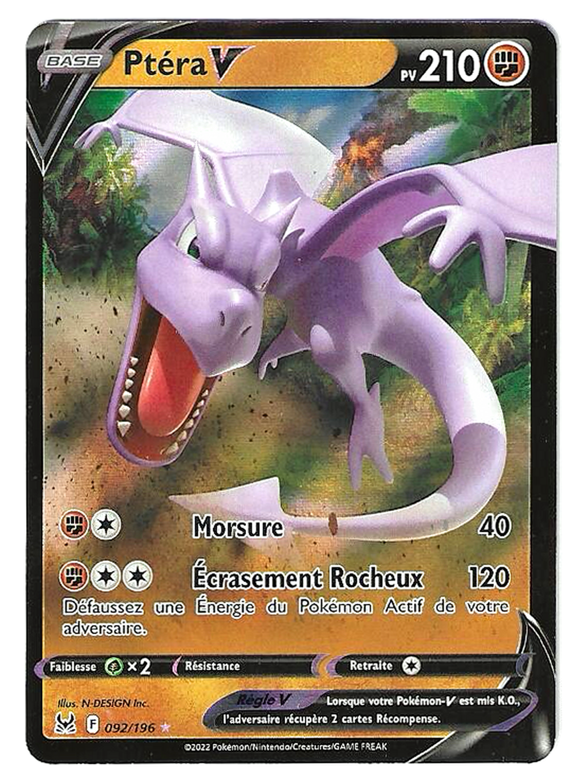 Ptéra V / Aerodactyl V 092/196 – Holographique – Origine Perdue — Origine Perdue / Lost Origin — FR