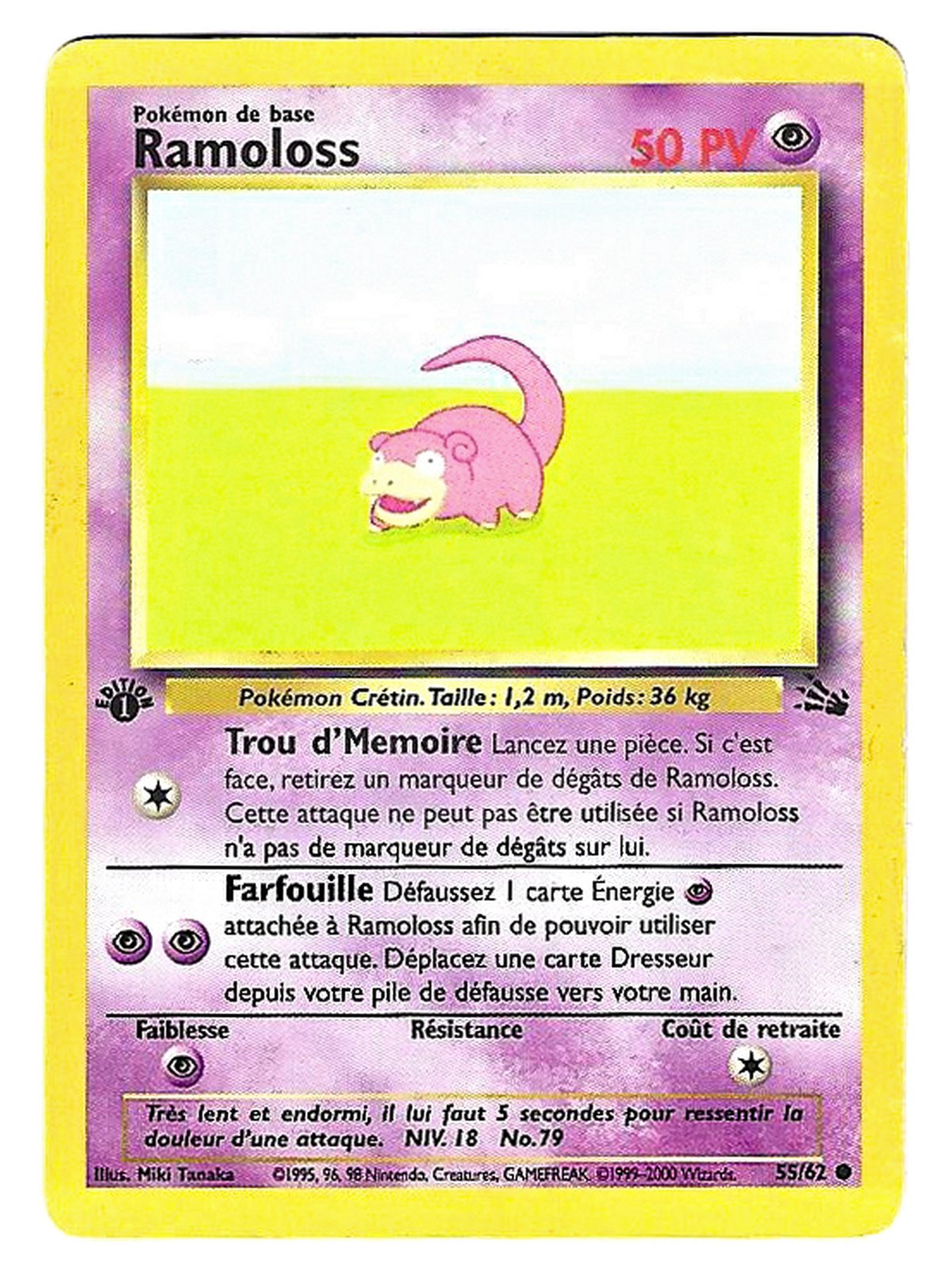 Ramoloss / Slowpoke 55/62 – Fossile – 1re édition – Non holographique — Fossile / Fossil — FR