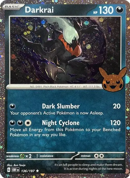 Darkrai 136/197 – Trick or Trade 2024 – Holo Cosmos – Stamp Halloween Pikachu — Trick or Trade 2024 — EN