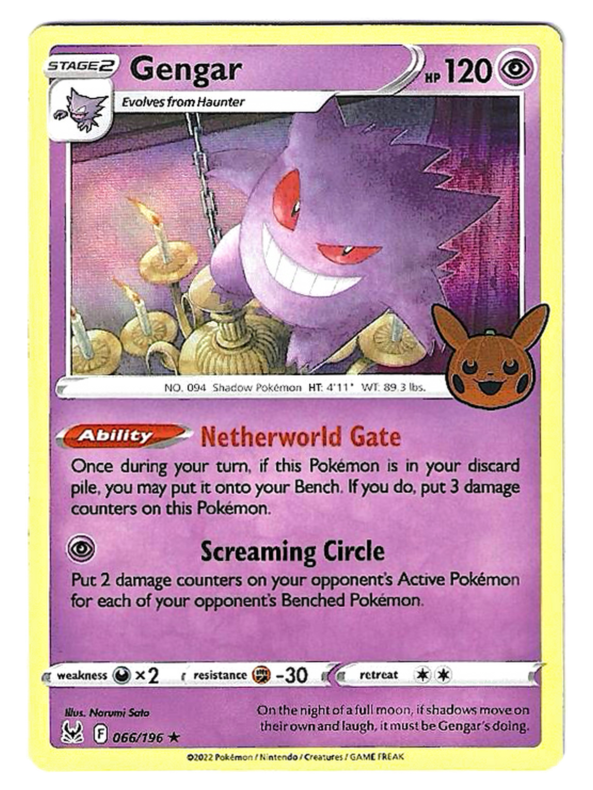 Ectoplasma / Gengar 066/196 – Holo estampillée Halloween – Trick or Trade 2023 — Trick or Trade 2023 — EN