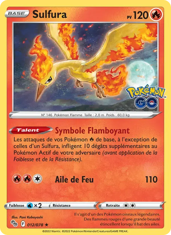 Sulfura / Moltres 012/078 – Pokémon GO – Holographique — Pokémon GO — FR