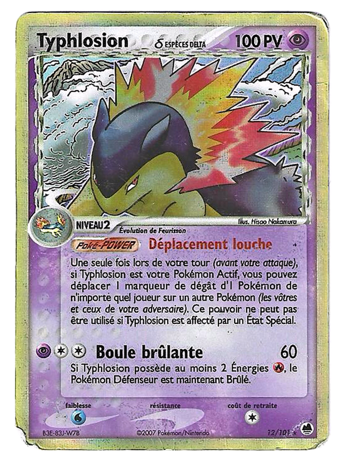 Typhlosion δ / Typhlosion δ 12/101 – Holographique – EX Île des Dragons — EX Île des Dragons / EX Dragon Frontiers — FR